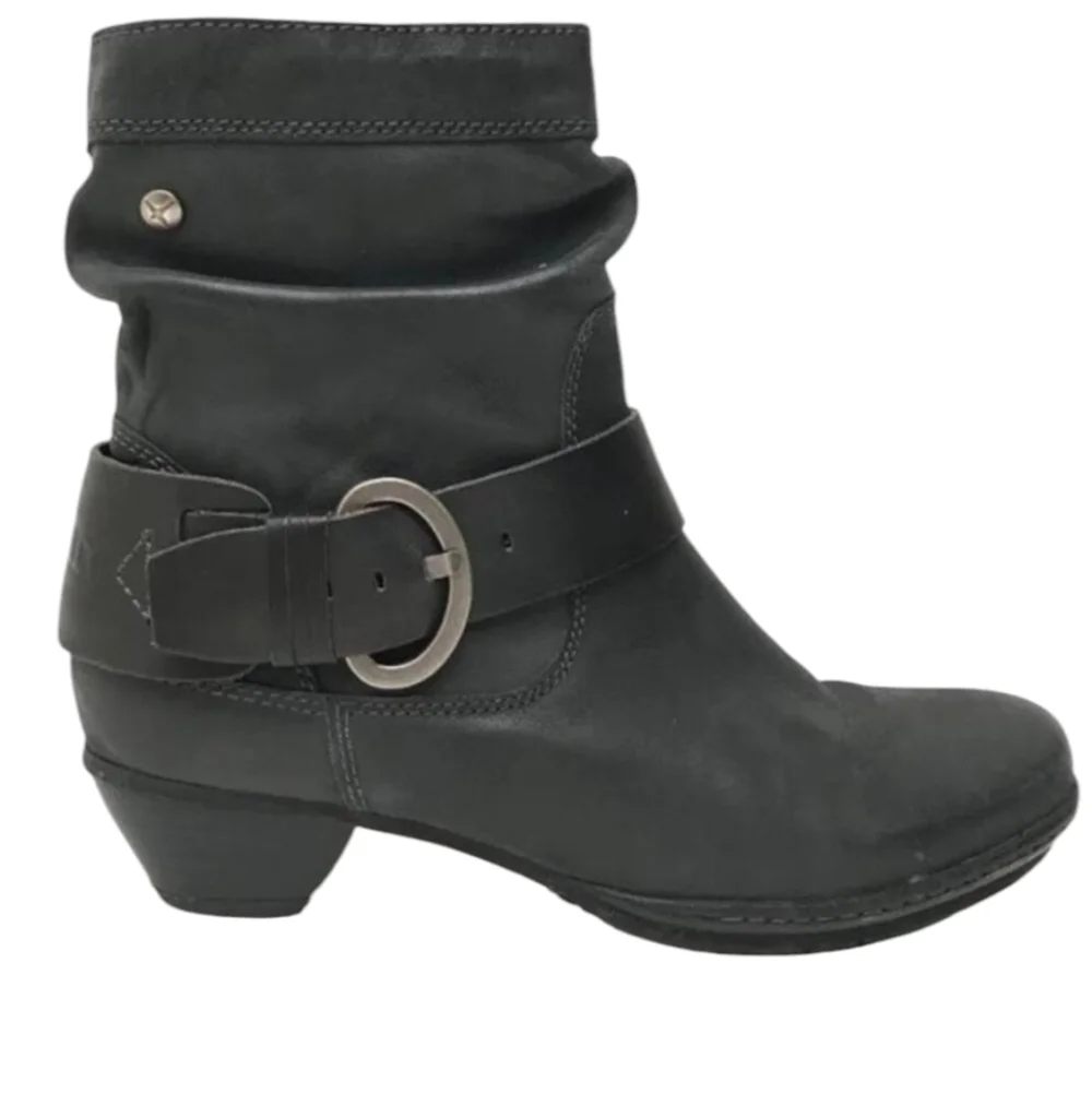 Pikolinos Brujas Black Leather Boots Harness Western Boho size 38 US 7.5-8